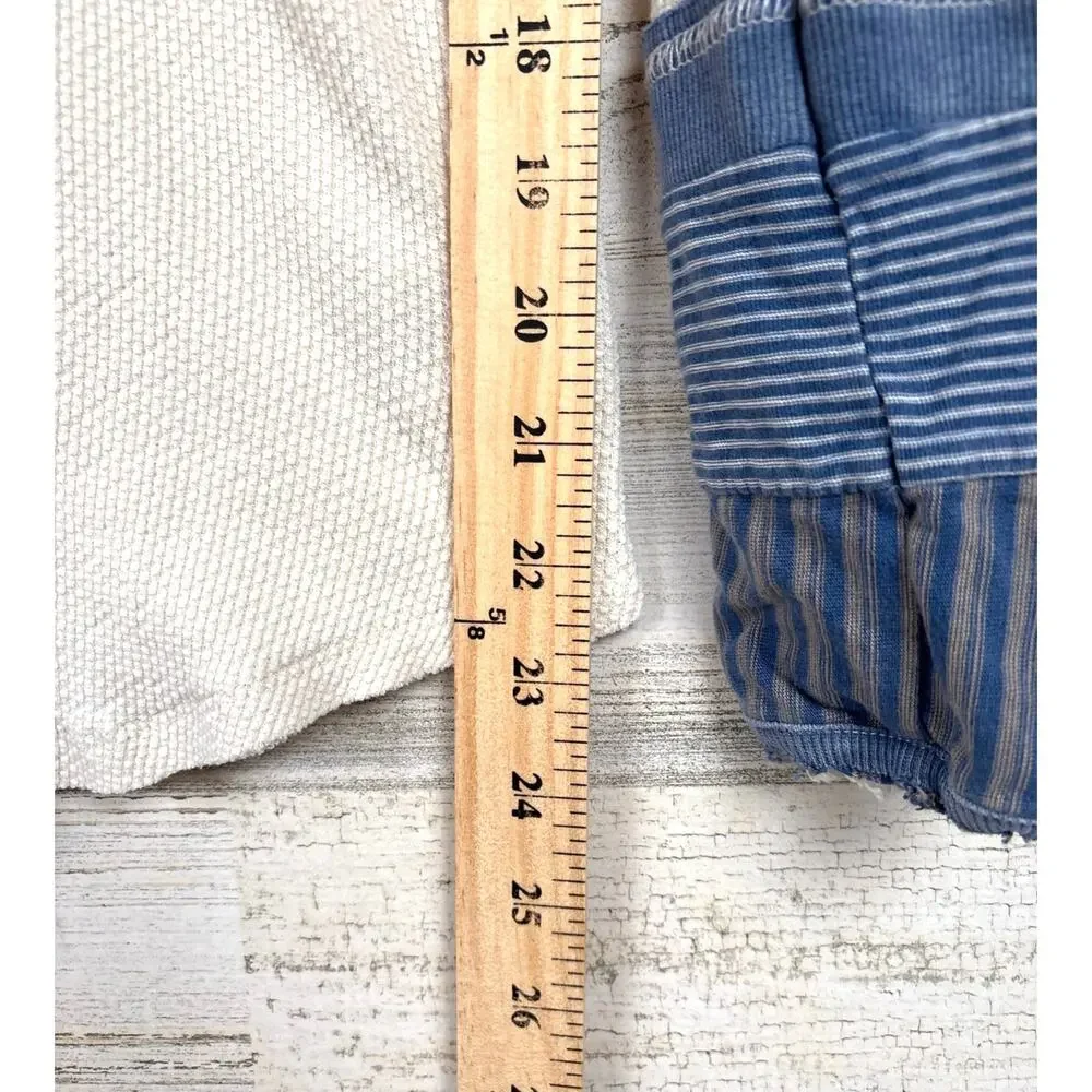 Free People Kyoto Cuff Womens S Cream Blue Embroidered Thermal Boho Top
